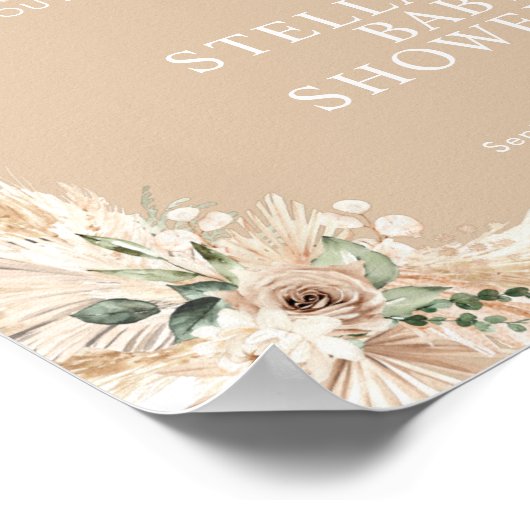 Boho Terracotta Pampas Grass Baby shower Poster (Hoek)