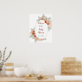 Boho Terracotta Pampas Grass Baby shower Poster (Keuken)