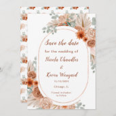 Boho Terracotta Pampas Grass Bewaar de datum Save The Date (Voorkant / Achterkant)