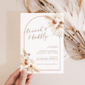 Boho Terracotta Pampas Grass Bridal Brunch Invite Kaart