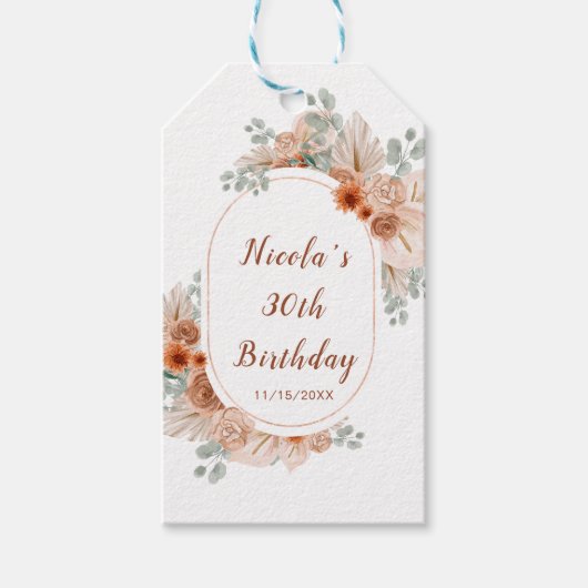 Boho Terracotta Pampas Grass Cadeaulabel (Voorkant)