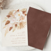Boho Terracotta Pampas Grass Elegant Wedding Kaart