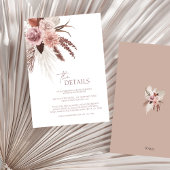 Boho Terracotta Pampas Grass Floral Wedding Informatiekaartje