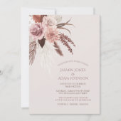 Boho Terracotta Pampas Grass Floral Wedding Kaart (Voorkant)