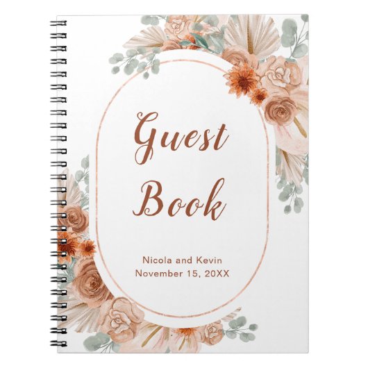 Boho Terracotta Pampas Grass Livre d'invité (Devant)