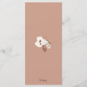 Boho Terracotta Pampas Grass Orchid Mariage Menu (Dos)