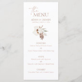 Boho Terracotta Pampas Grass Orchid Mariage Menu (Devant)