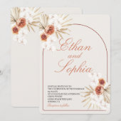 Boho Terracotta Pampas Grass Wedding Uitnodiging (Voorkant / Achterkant)