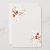 Boho Terracotta Pampas Grass Wedding Uitnodiging (Achterkant)