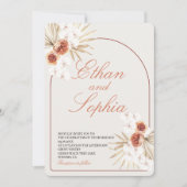 Boho Terracotta Pampas Grass Wedding Uitnodiging (Voorkant)