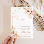 Boho Terracotta Pampas Grass Wedding Uitnodiging