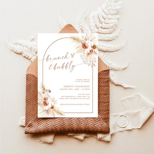 Boho Terracotta Pampas Invitation de Brunch de mar