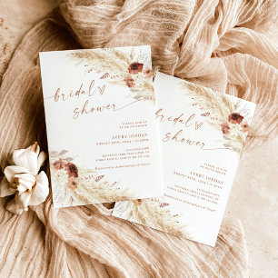 Boho Terracotta Pampas Invitation Fête des mariées