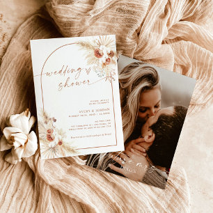 Boho Terracotta Pampas Invitation Fête des mariées