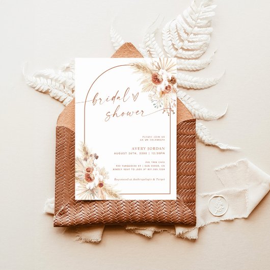 Boho Terracotta Pampas Invitation Fête des mariées
