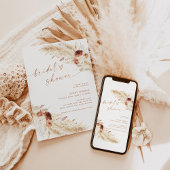 Boho Terracotta Pampas Invitation Fête des mariées