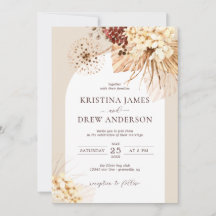 Boho Terracotta Pampas Mariage en herbe Invitation
