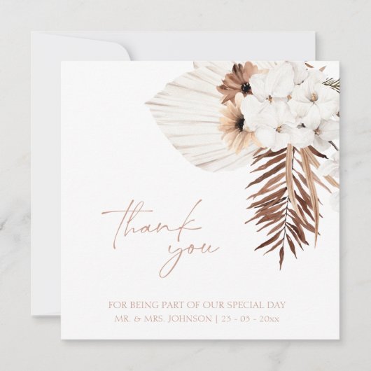 Boho Terracotta Pampas Orchidee Wedding Bedankt (Voorkant)