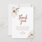 boho terracotta pampas tomber carte de remerciemen (Devant)