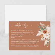 Boho Terracotta Pampas Wedding Details Kaart LEYLA