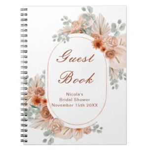 Boho Terracotta Pampasgras Bruiloftsgastenboek Notitieboek