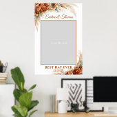 Boho terracotta pampasgras trouwfotoprop poster (Thuiskantoor)