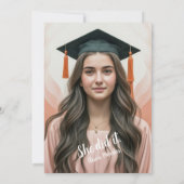 Boho Terracotta Peach Fuzz Pampas Afstuderen Kaart (Achterkant)