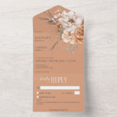 Boho Terracotta Perzik Crème Bloemen Geen Diner All In One Uitnodiging (Binnen)