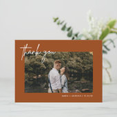 Boho Terracotta Photo Mariage Merci Cartes (Debout devant)