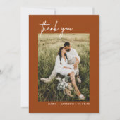 Boho Terracotta Photo Mariage Merci Cartes (Devant)