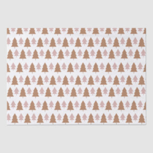 Boho Terracotta Pink White KerstTrees Holiday Tissuepapier