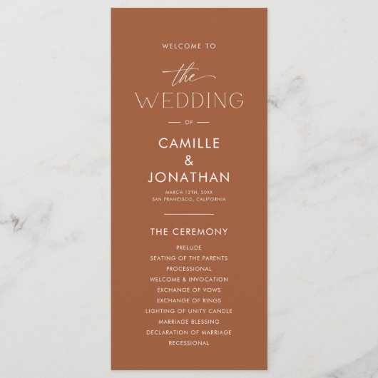 Boho Terracotta Programme de mariage (Devant)