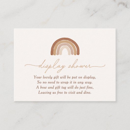 Boho Terracotta Rainbow Baby shower Display Shower Informatiekaartje (Voorkant)