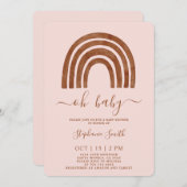 Boho Terracotta Rainbow Baby shower Invitation (Devant / Derrière)