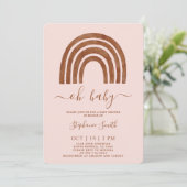 Boho Terracotta Rainbow Baby shower Invitation (Debout devant)