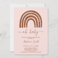 Boho Terracotta Rainbow Baby shower Uitnodiging