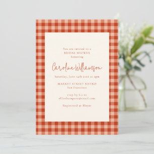 Boho Terracotta Roest Gingham Schotse Bruiloft Bor Kaart