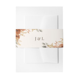 Boho Terracotta Roest Herfst Bloemen Huwelijk Uitnodigingen Wikkel