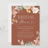 Boho Terracotta Roest Herfst Bruidsdouche Uitnodig Kaart (Voorkant)