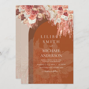 Boho Terracotta Roos Pampas Grass Floral Wedding