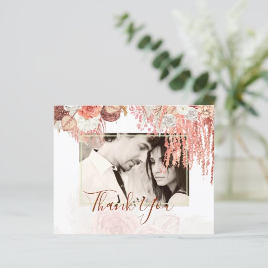 Boho Terracotta Roos Pampas Grass Floral Wedding (Staand voorkant)