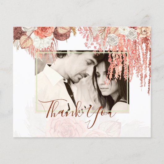 Boho Terracotta Roos Pampas Grass Floral Wedding (Voorkant)