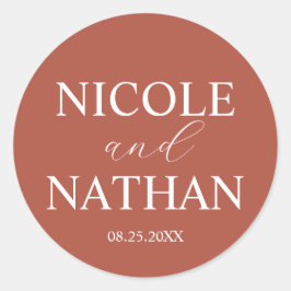Boho Terracotta Rust Earth Tone Wedding Ronde Sticker