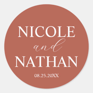 Boho Terracotta Rust Earth Tone Wedding Ronde Sticker