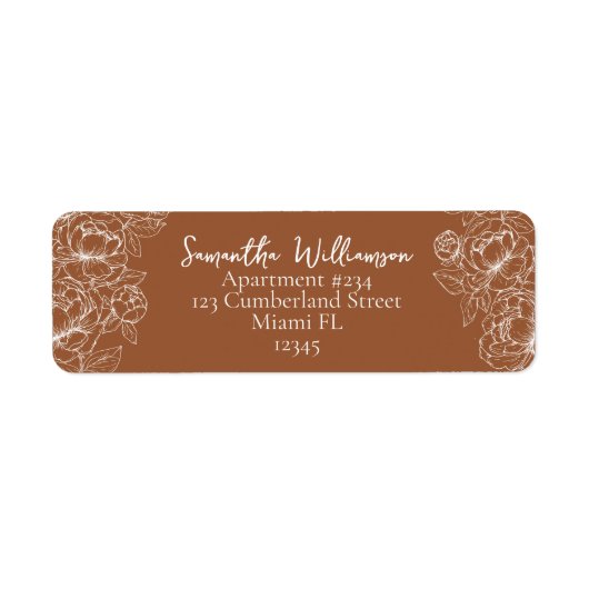 Boho Terracotta Rustiek Retour Adres Trouwen Etiket (Voorkant)