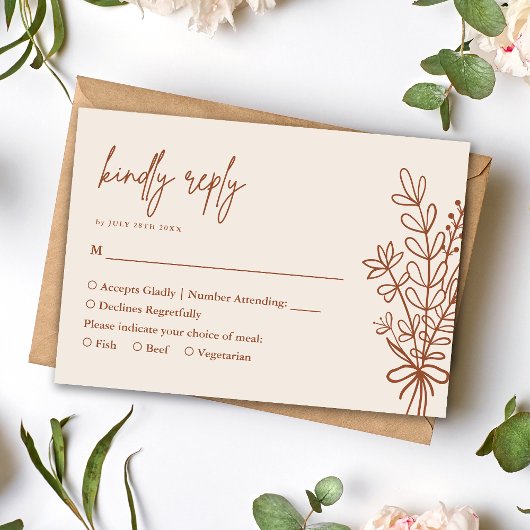Boho Terracotta Rustique Réponse aimable Mariage