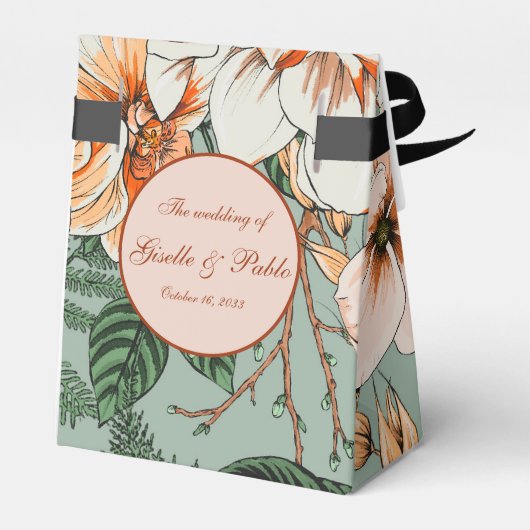 Boho Terracotta Sage Herfst Bloemenbruiloft Bedankdoosjes (Achterkant)