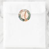 Boho Terracotta Sage Monogram Herfst Bruiloft Ronde Sticker (Tas)