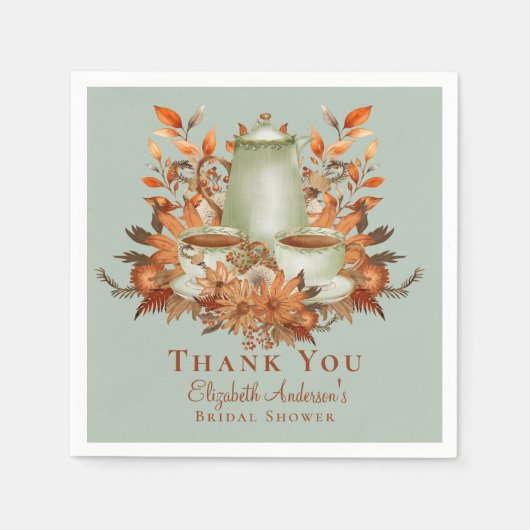 Boho Terracotta Sage Tea Party Eetservies Servies Servet (Voorkant)