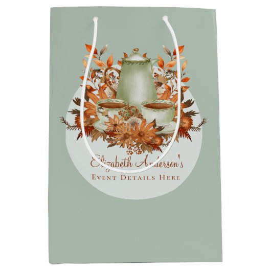 Boho Terracotta Sage Theepartij Bloemengelegenheid Medium Cadeauzakje (Voorkant)